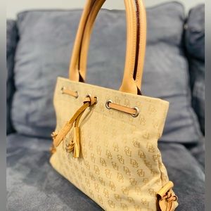 Dooney & Bourke Vintage Signature Canvas Leather Tote Beige